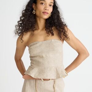 NWT J Crew Cropped bustier peplum top in heavyweight linen